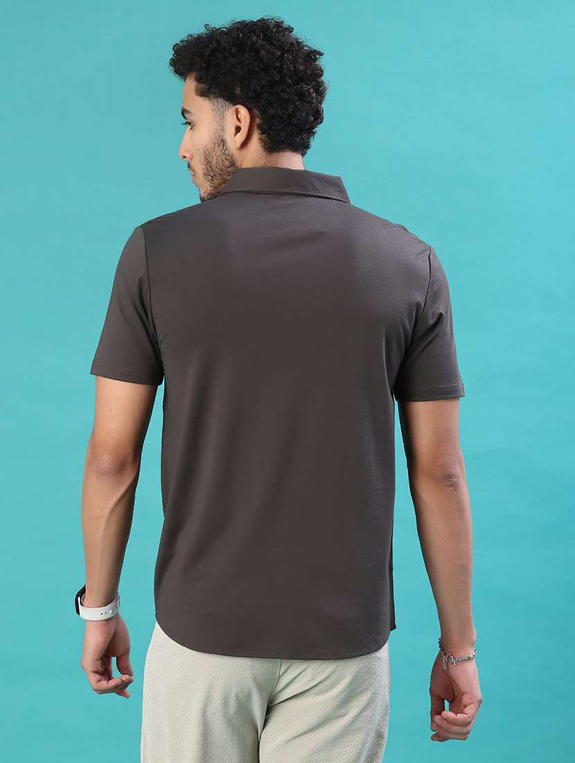 men solid short sleeve regular fit casual shirt - 22056962 -  Standard Image - 3