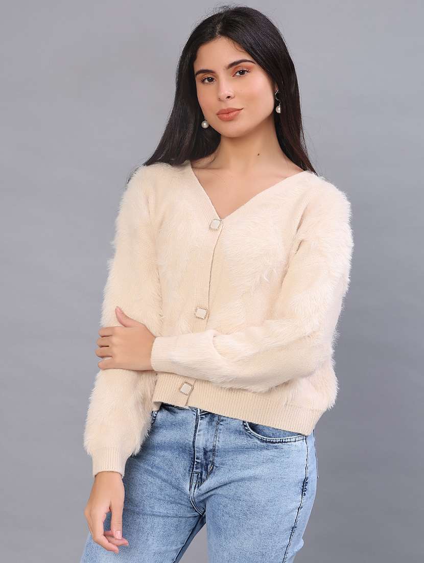 women self design long sleeve cardigan - 22057018 -  Standard Image - 3