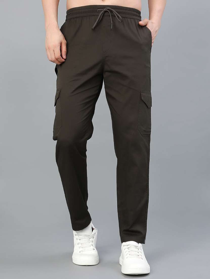 men solid mid rise cargo