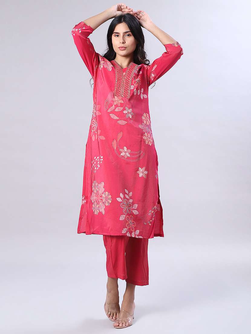 women embroidered kurta and pant set - 22057202 -  Standard Image - 3