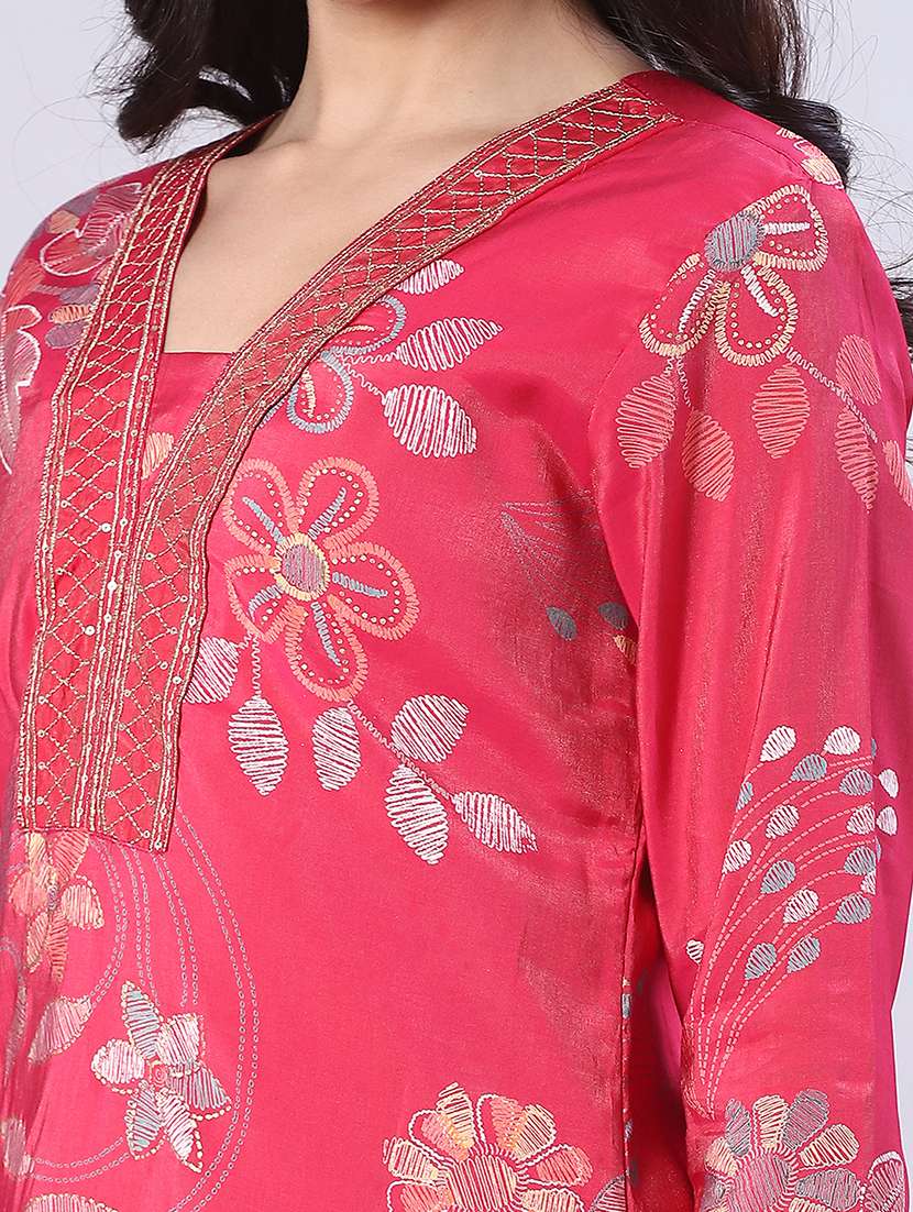 women embroidered kurta and pant set - 22057202 -  Standard Image - 5