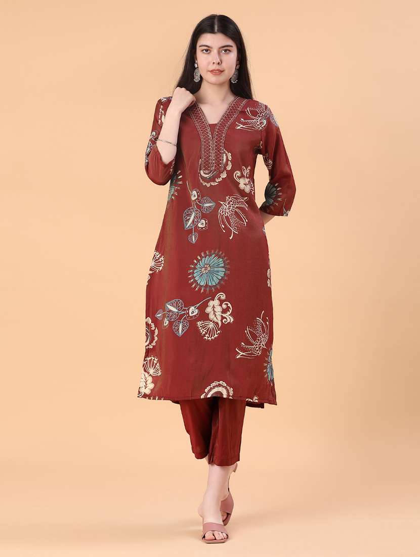 women printed kurta and pant set - 22057203 -  Standard Image - 3