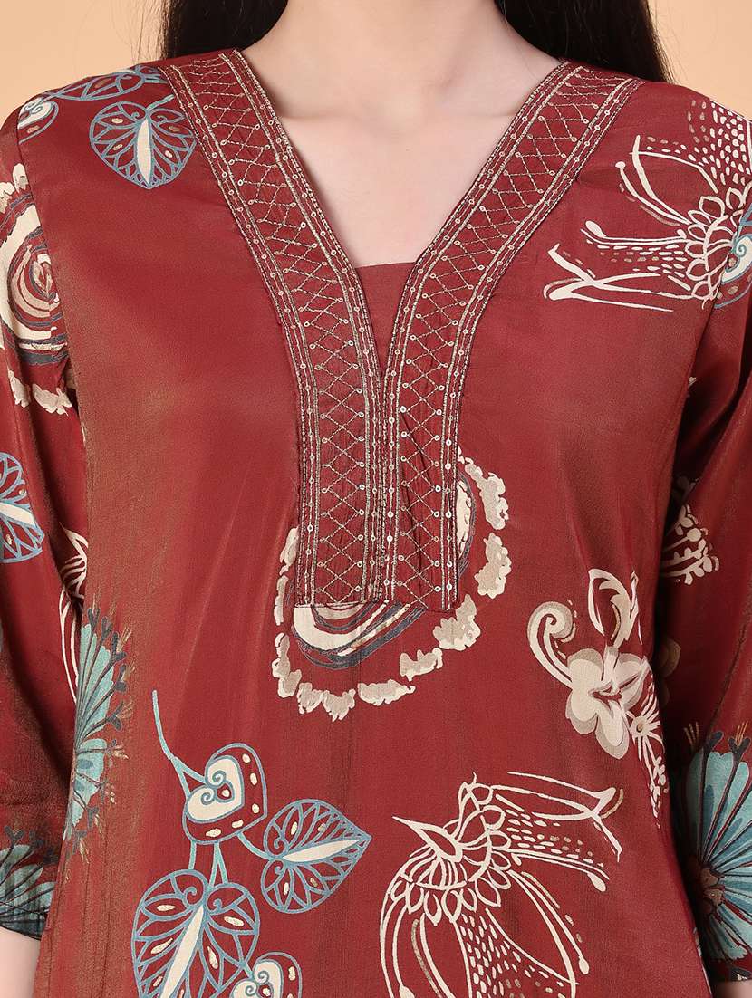 women printed kurta and pant set - 22057203 -  Standard Image - 5