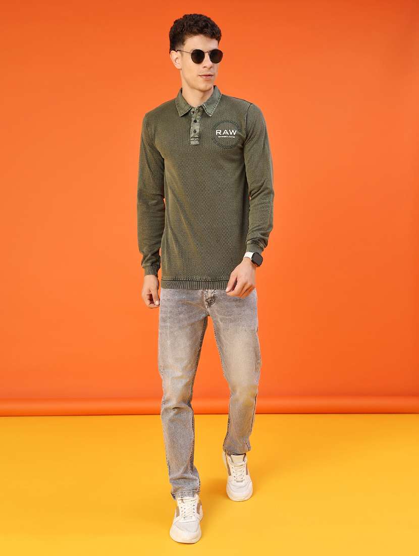 men printed long sleeve polo t-shirt - 22057244 -  Standard Image - 3