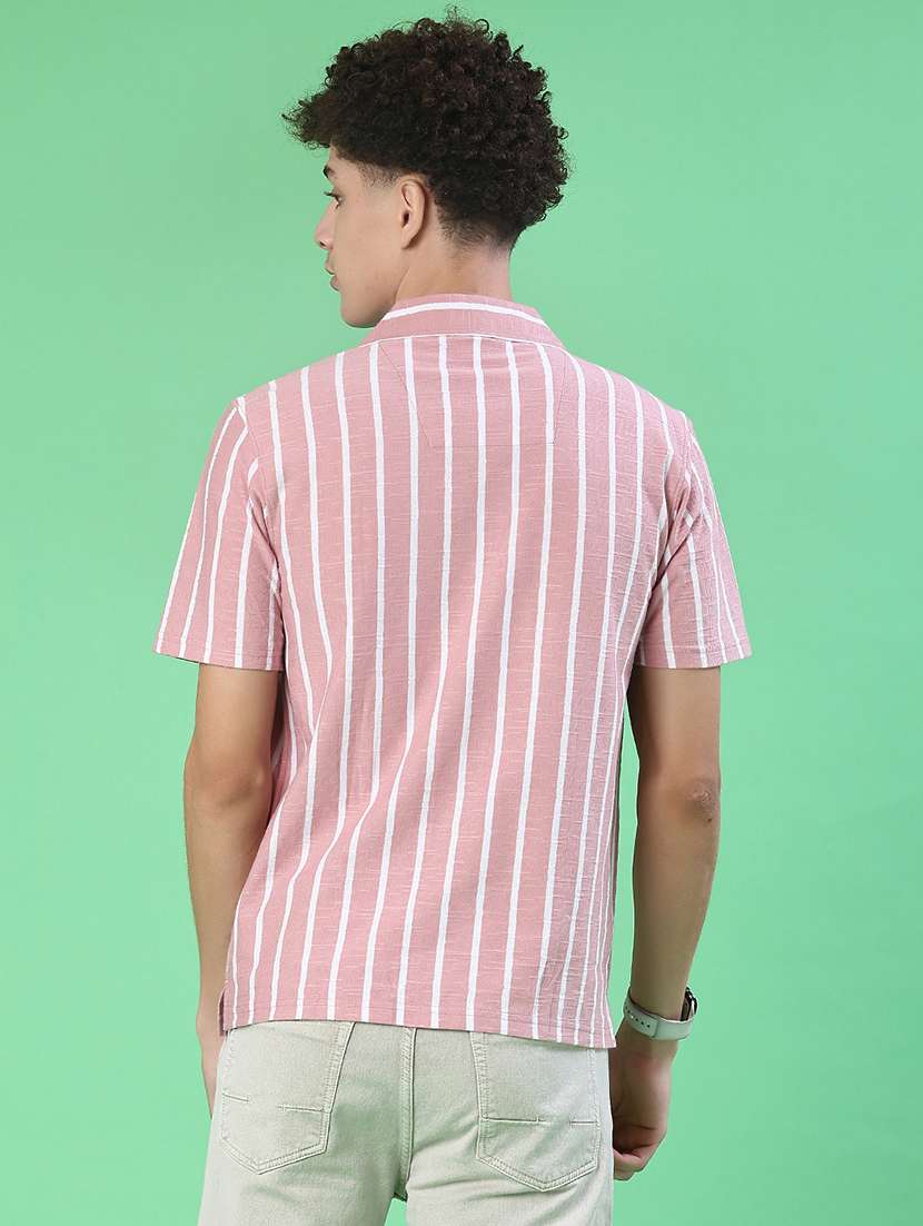 men striped short sleeve regular fit casual shirt - 22057359 -  Standard Image - 3
