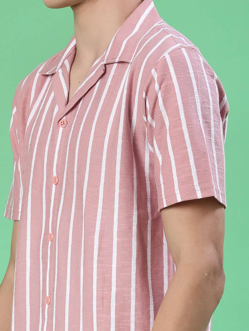 men striped short sleeve regular fit casual shirt - 22057359 -  Standard Image - 5