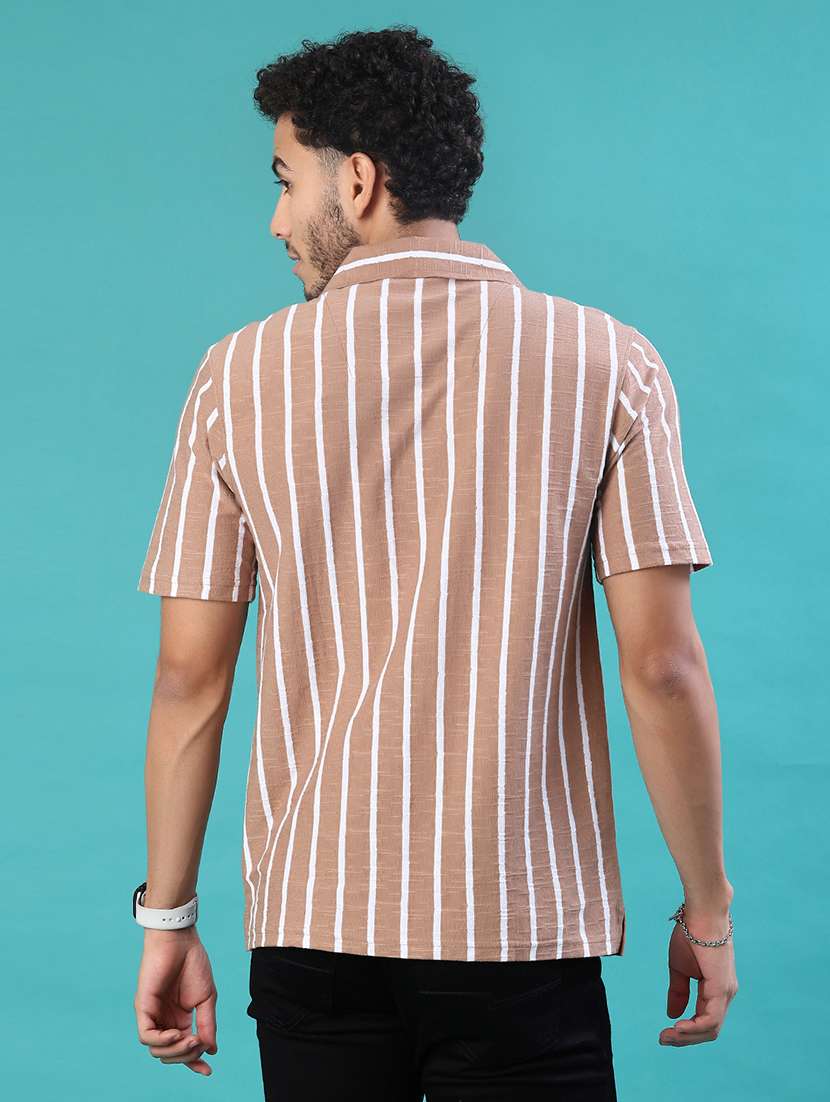 men striped short sleeve regular fit casual shirt - 22057361 -  Standard Image - 3