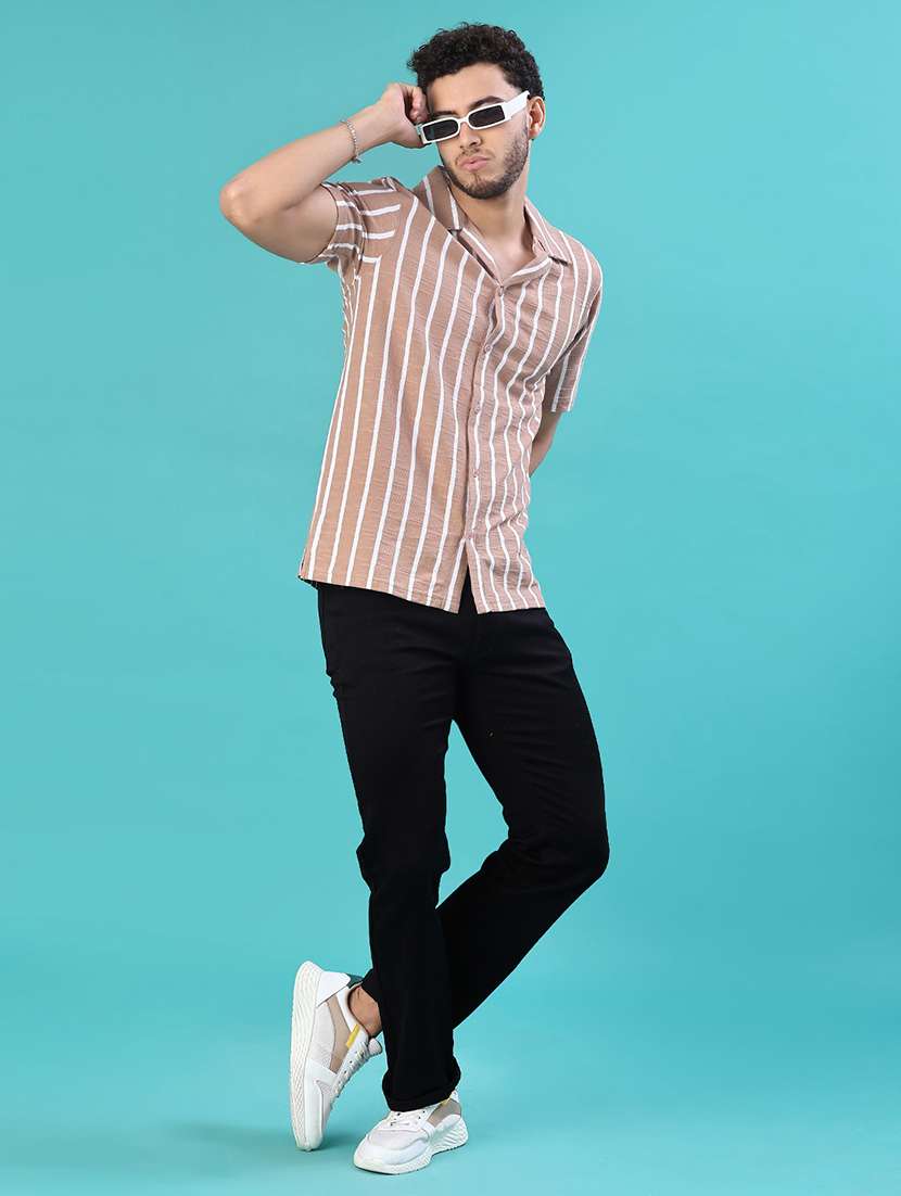 men striped short sleeve regular fit casual shirt - 22057361 -  Standard Image - 5
