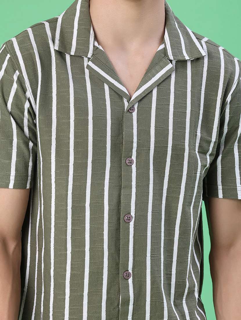 men striped short sleeve regular fit casual shirt - 22057362 -  Standard Image - 5