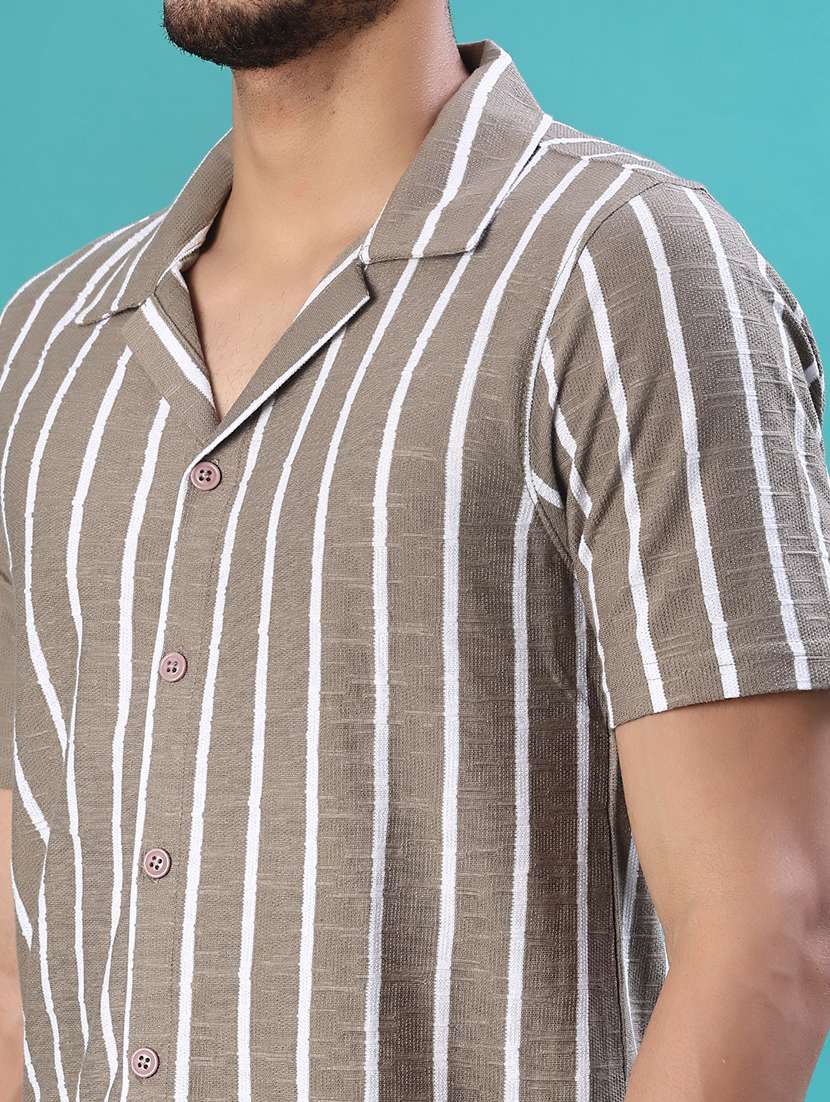 men striped short sleeve regular fit casual shirt - 22057363 -  Standard Image - 5