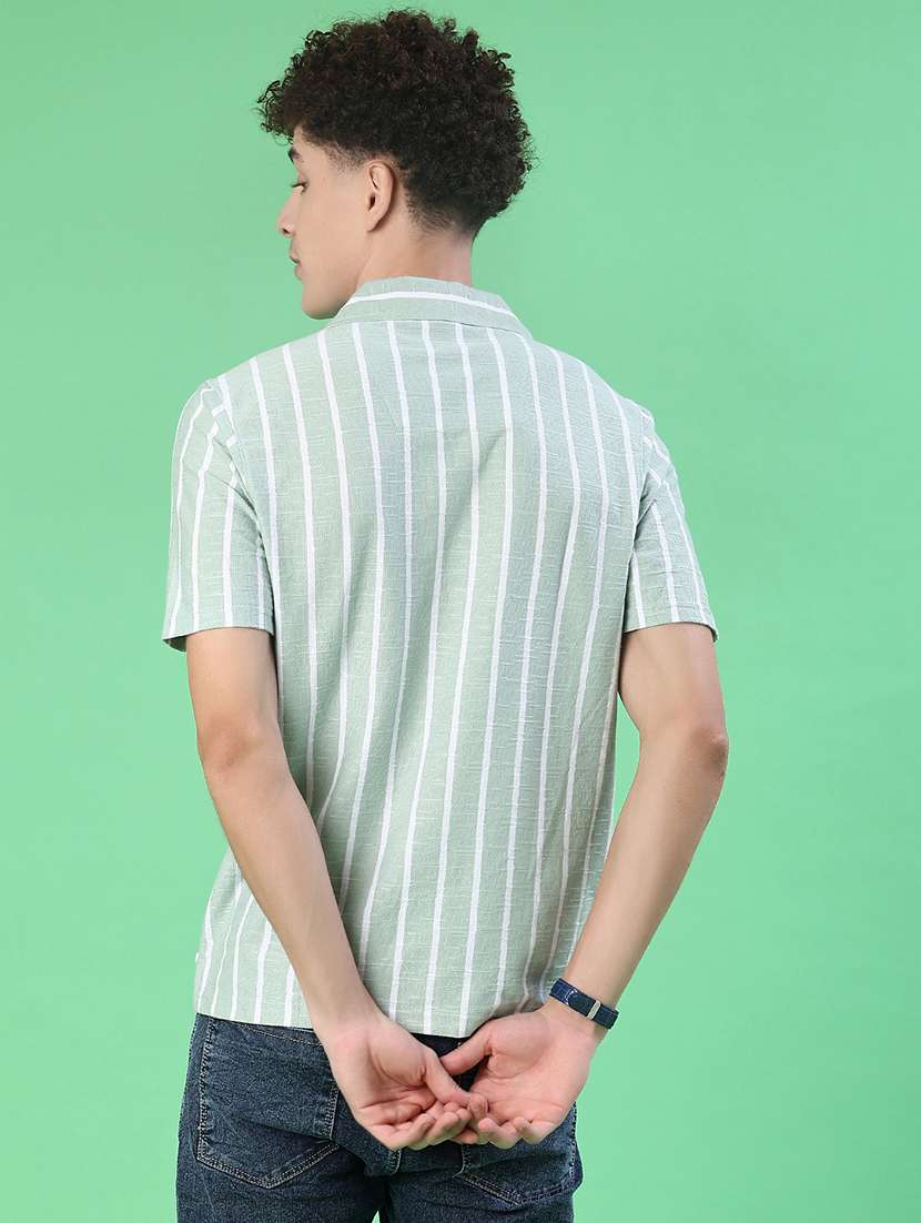 men striped short sleeve regular fit casual shirt - 22057364 -  Standard Image - 3