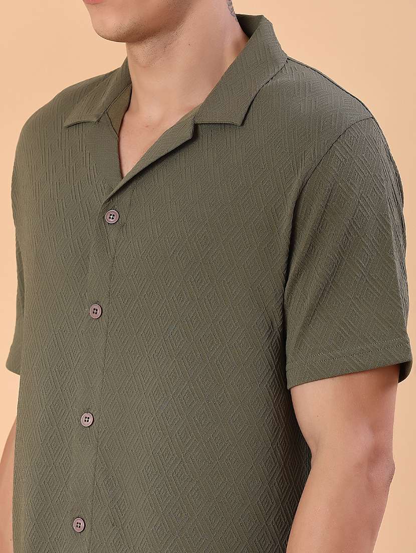 men self design short sleeve regular fit casual shirt - 22057376 -  Standard Image - 5
