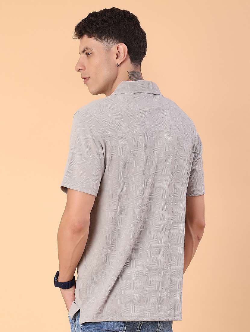 men self design short sleeve regular fit casual shirt - 22057382 -  Standard Image - 3