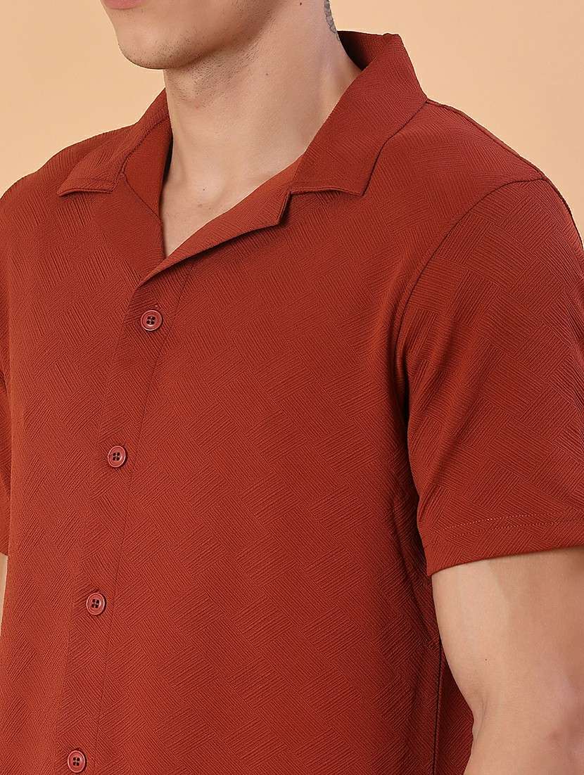 men self design short sleeve regular fit casual shirt - 22057383 -  Standard Image - 5