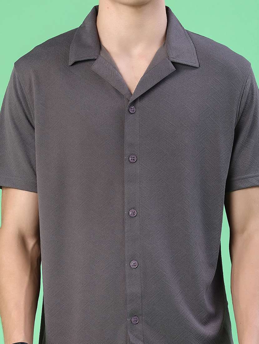 men solid short sleeve regular fit casual shirt - 22057385 -  Standard Image - 5