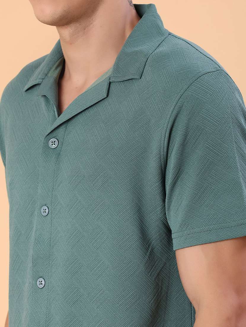 men self design short sleeve regular fit casual shirt - 22057387 -  Standard Image - 5