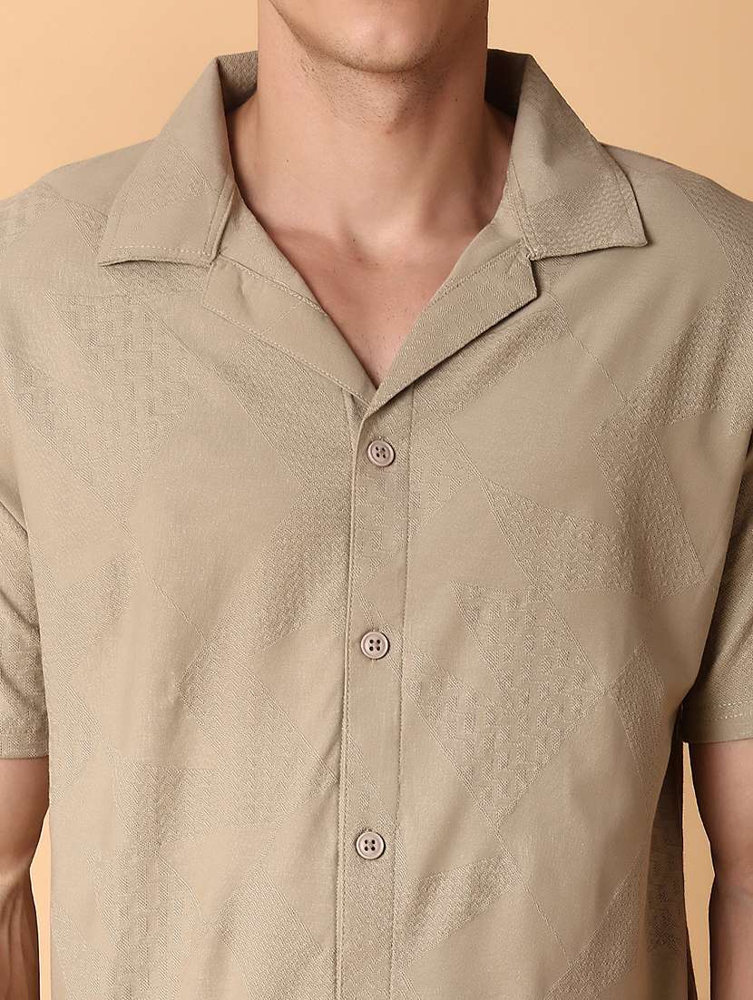 men self design short sleeve regular fit casual shirt - 22057390 -  Standard Image - 5