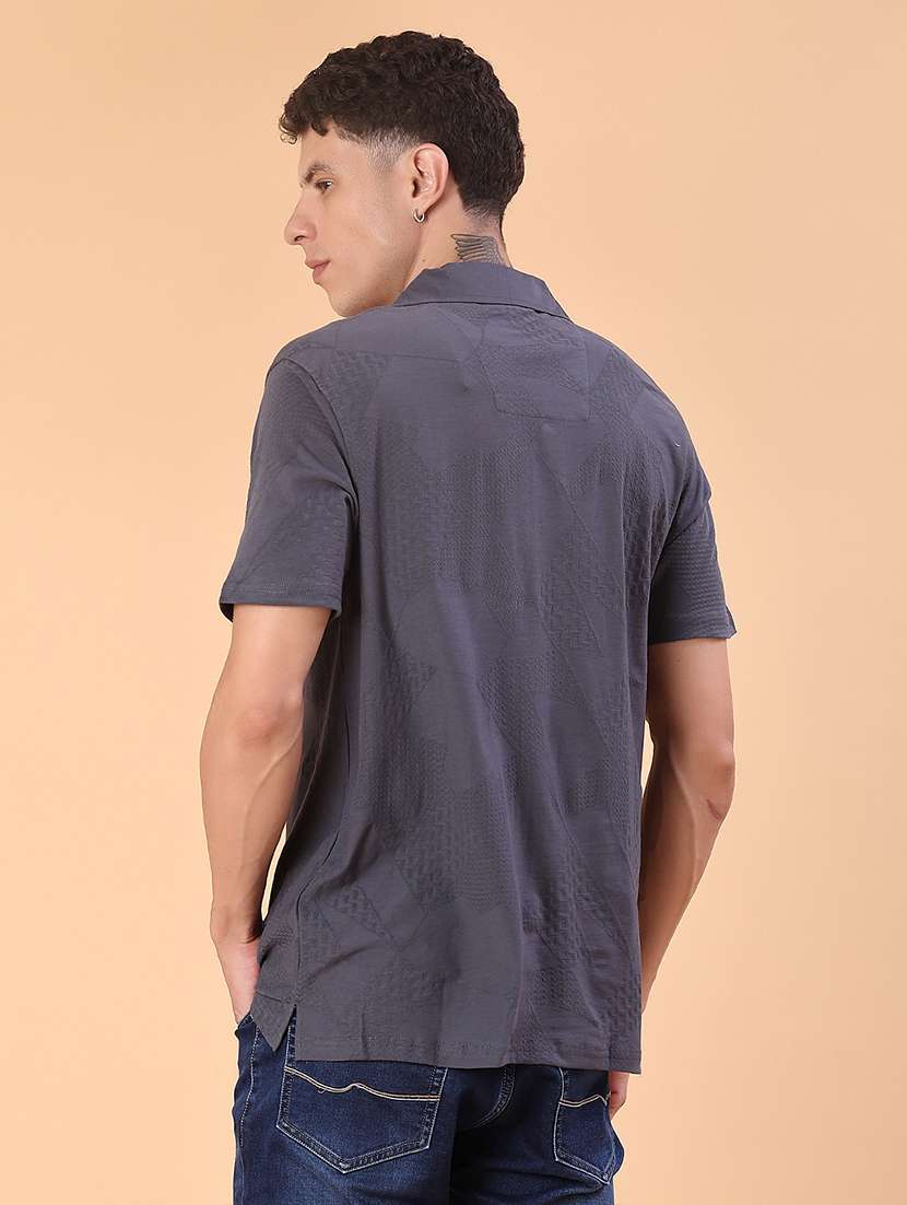 men self design short sleeve regular fit casual shirt - 22057394 -  Standard Image - 3