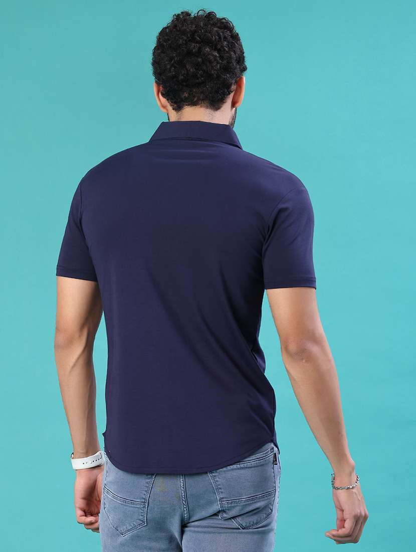 men solid short sleeve slim fit casual shirt - 22057426 -  Standard Image - 3