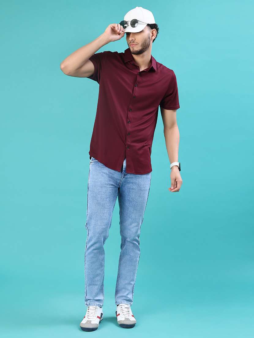 men solid short sleeve regular fit casual shirt - 22057427 -  Standard Image - 5
