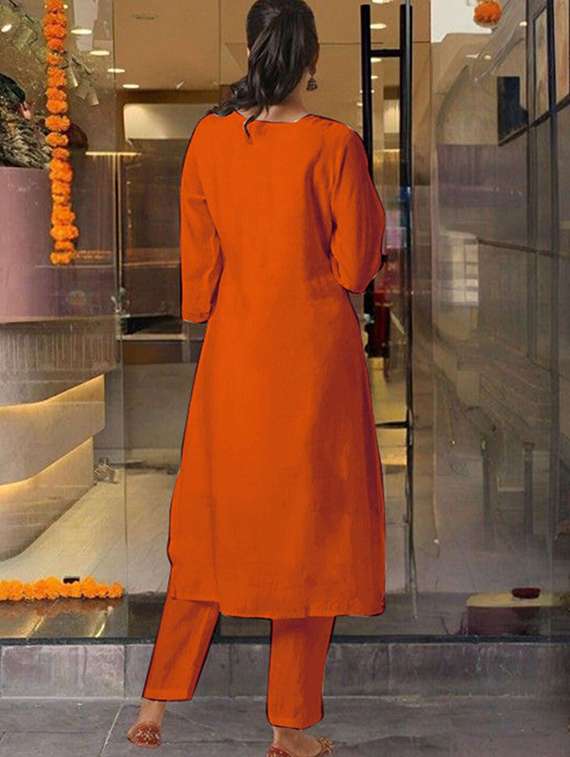 women three quarter sleeve kurta pant with dupatta set - 22057682 - Standard Image - 3