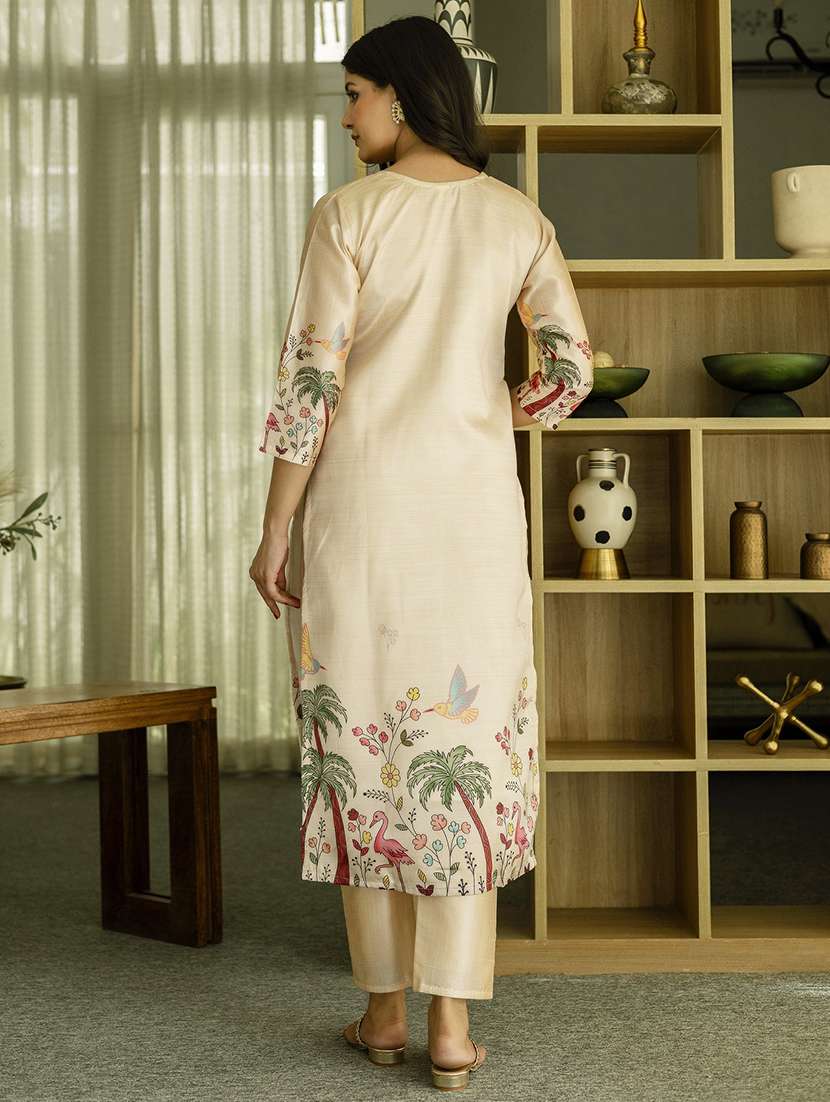 women three quarter sleeve kurta pant with dupatta set - 22057690 - Standard Image - 3