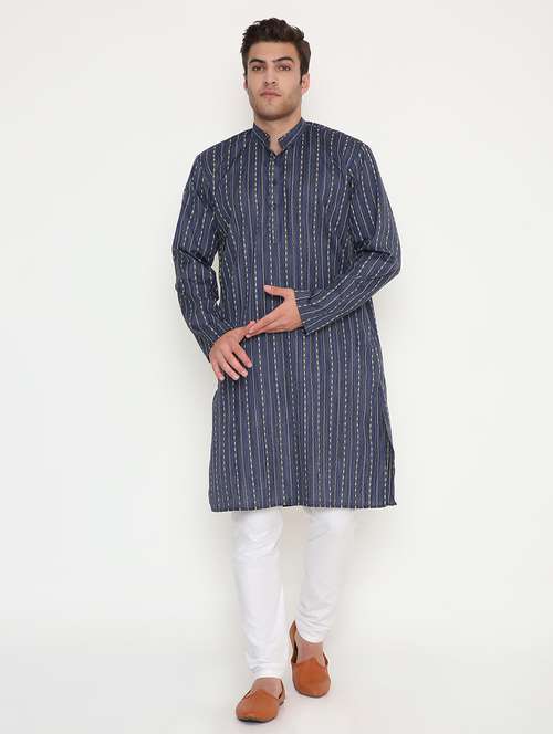 men printed long sleeve kurta and pyjama set - 22057707 - Standard Image - 0