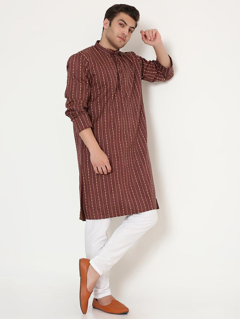 men printed long sleeve kurta and pyjama set - 22057708 - Standard Image - 3