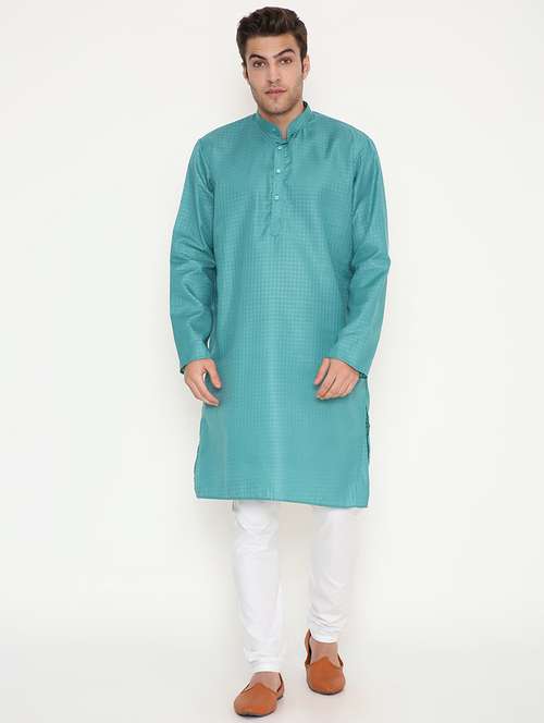 men self designed long sleeve kurta and pyjama set - 22057710 -  Standard Image - 0