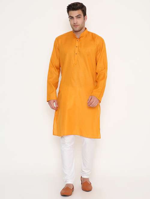 men self designed long sleeve kurta and pyjama set - 22057711 - Standard Image - 0