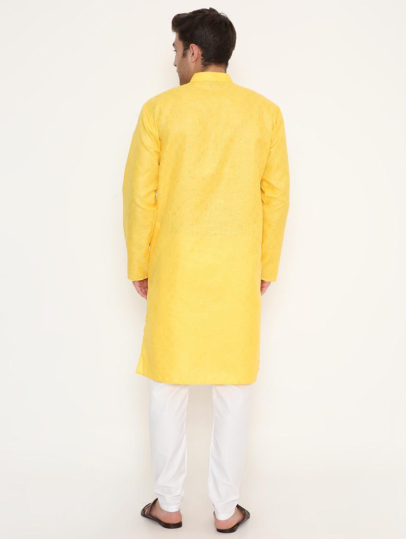 men self designed long sleeve kurta and pyjama set - 22057713 - Standard Image - 3