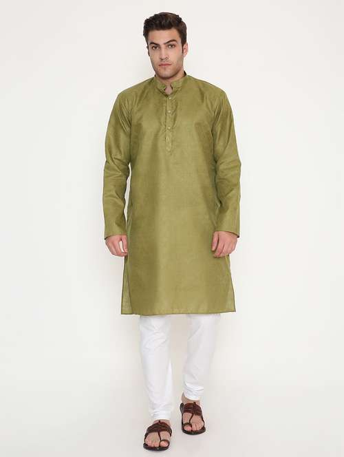 men self designed long sleeve kurta and pyjama set - 22057715 - Standard Image - 0