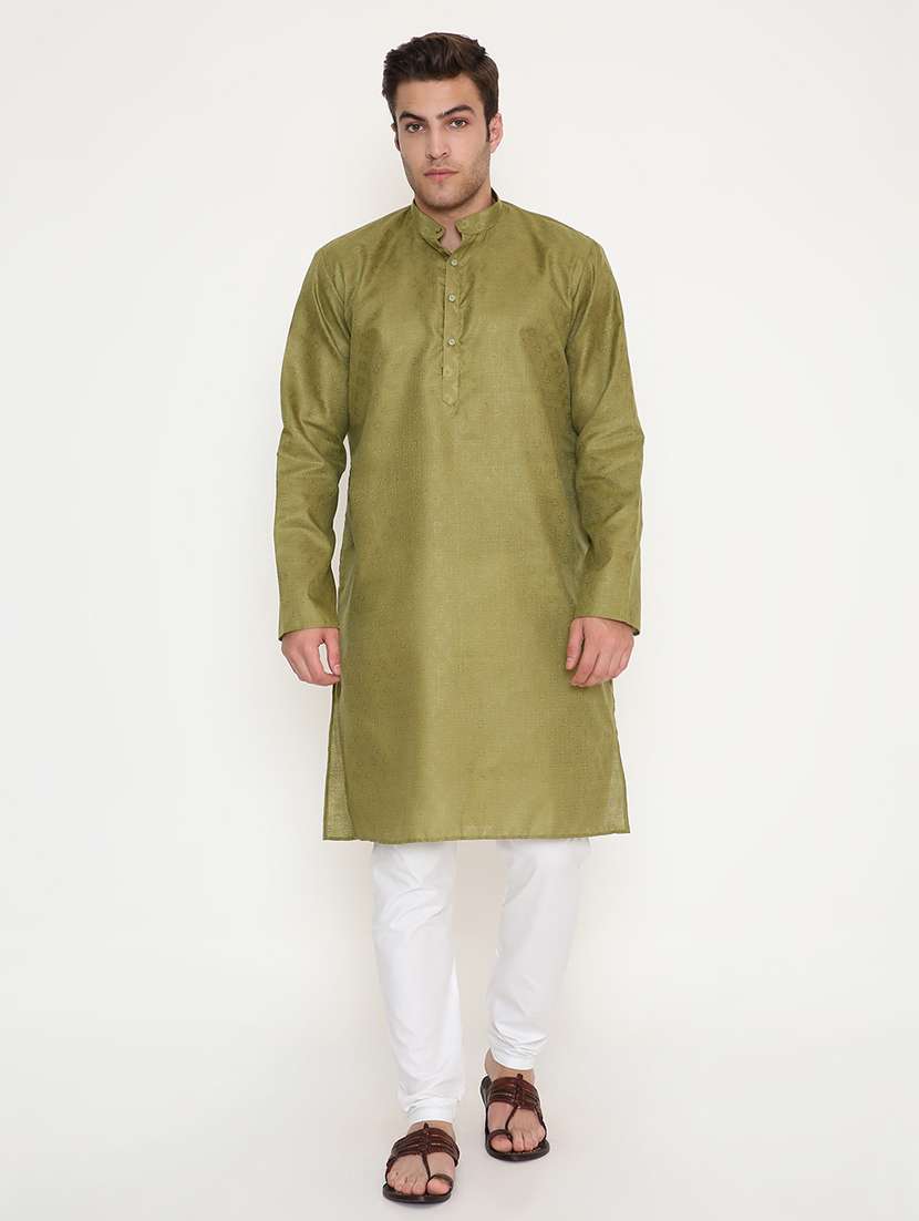 men self designed long sleeve kurta and pyjama set - 22057715 - Zoom Image - 0