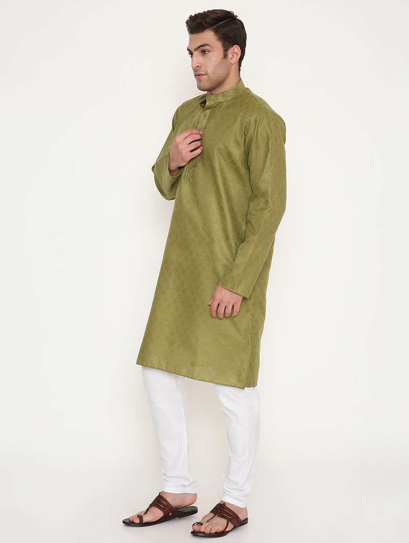 men self designed long sleeve kurta and pyjama set - 22057715 - Standard Image - 3