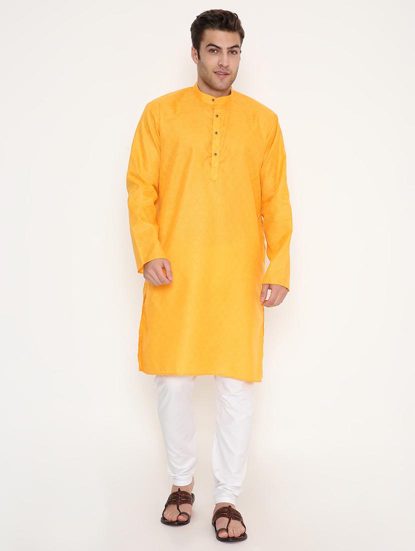 men self designed long sleeve kurta and pyjama set - 22057716 -  Zoom Image - 0