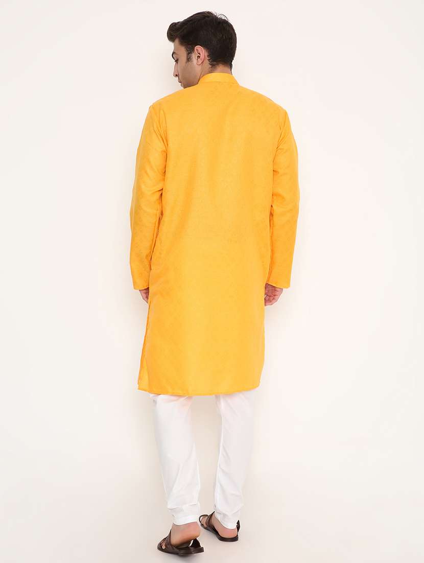 men self designed long sleeve kurta and pyjama set - 22057716 - Standard Image - 3