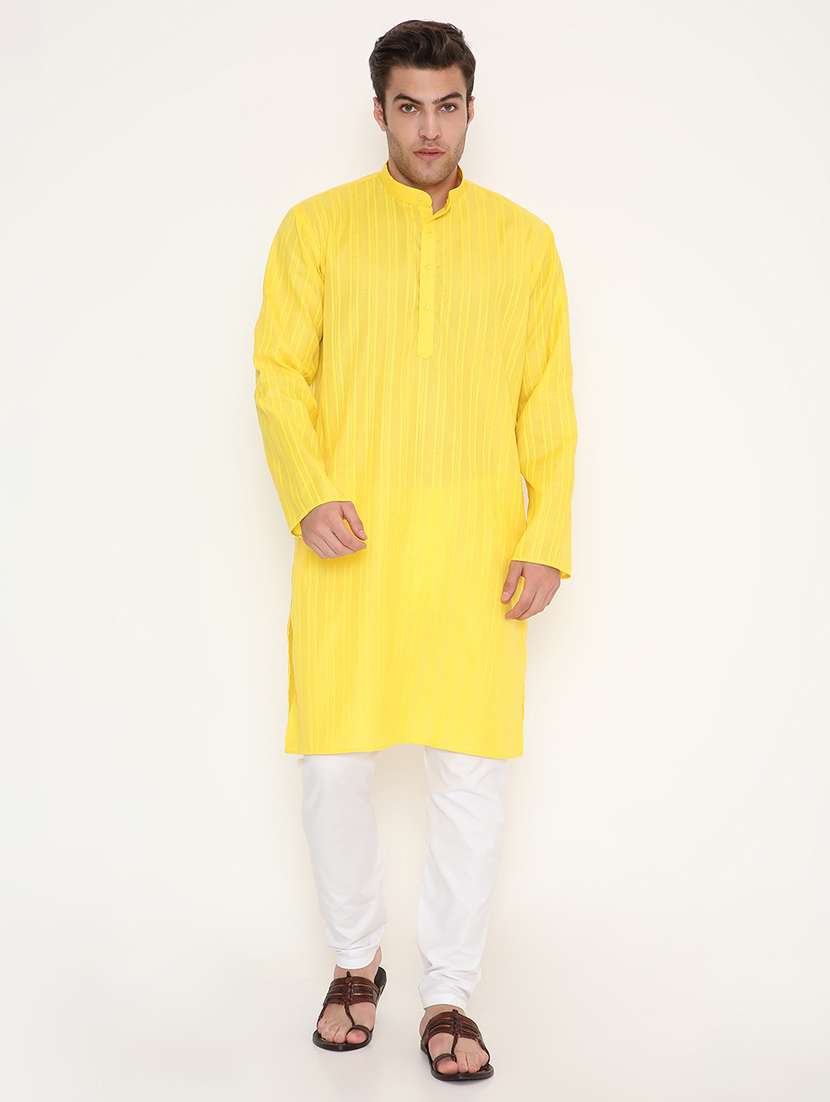 men self designed long sleeve kurta and pyjama set - 22057718 - Zoom Image - 0