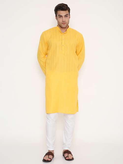 men self designed long sleeve kurta and pyjama set - 22057720 - Standard Image - 0