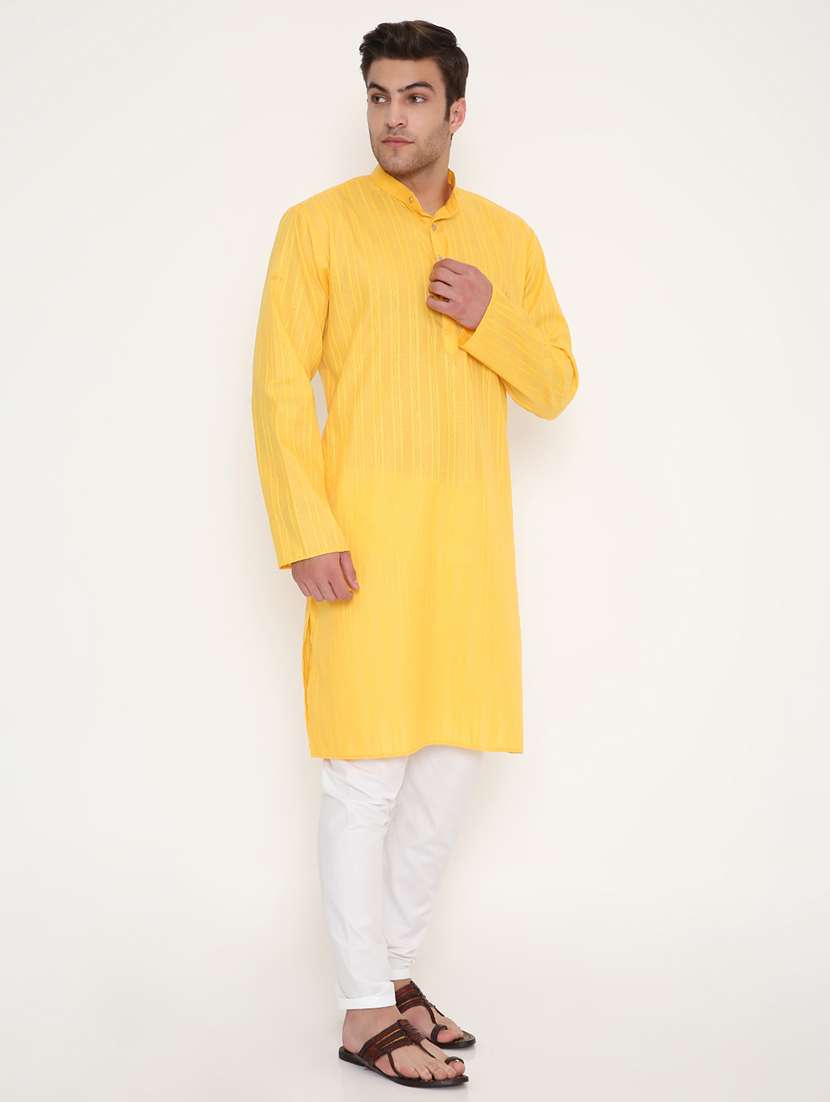 men self designed long sleeve kurta and pyjama set - 22057720 - Standard Image - 3