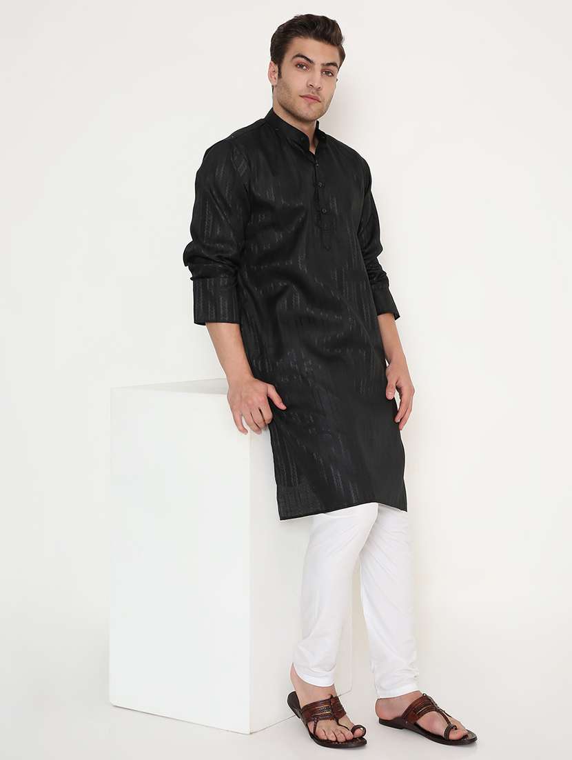 men self designed long sleeve kurta and pyjama set - 22057722 -  Standard Image - 3