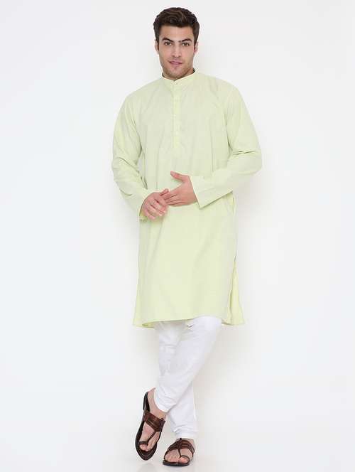 men solid long sleeve kurta and pyjama set - 22057724 - Standard Image - 0