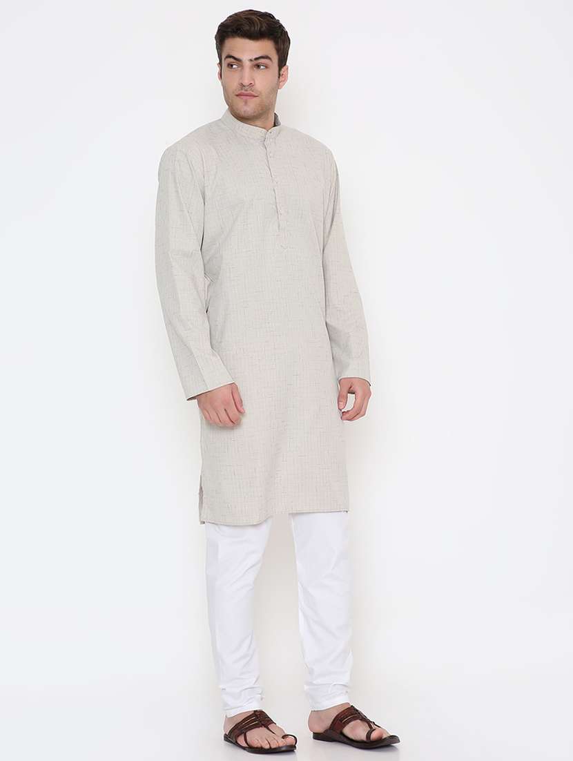 men solid long sleeve kurta and pyjama set - 22057726 - Standard Image - 3