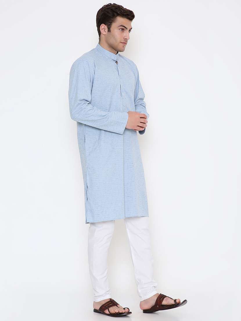 men solid long sleeve kurta and pyjama set - 22057728 -  Standard Image - 3