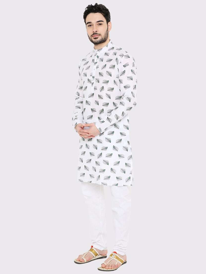 men printed long sleeve kurta and pyjama set - 22057732 - Standard Image - 3