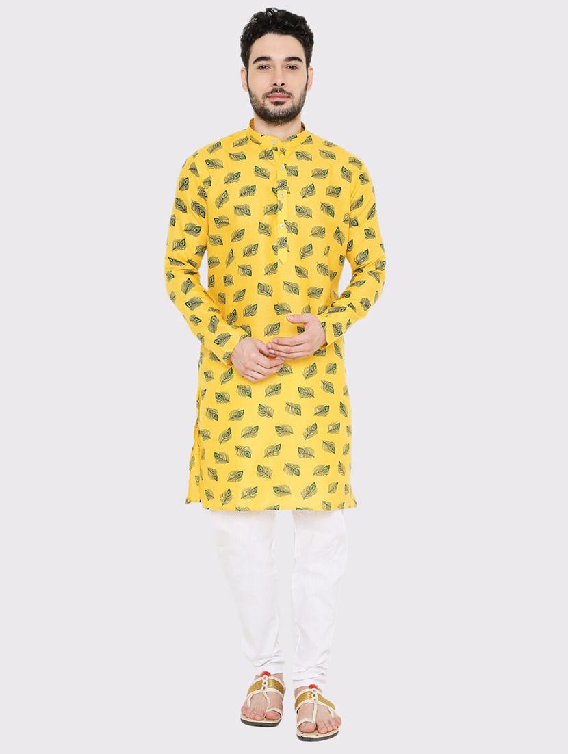 men printed long sleeve kurta and pyjama set - 22057733 - Zoom Image - 0