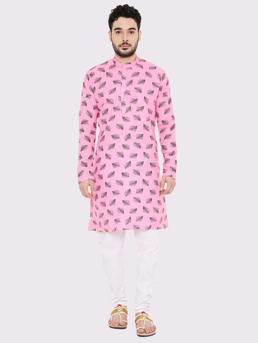 men printed long sleeve kurta and pyjama set - 22057734 - Zoom Image - 0