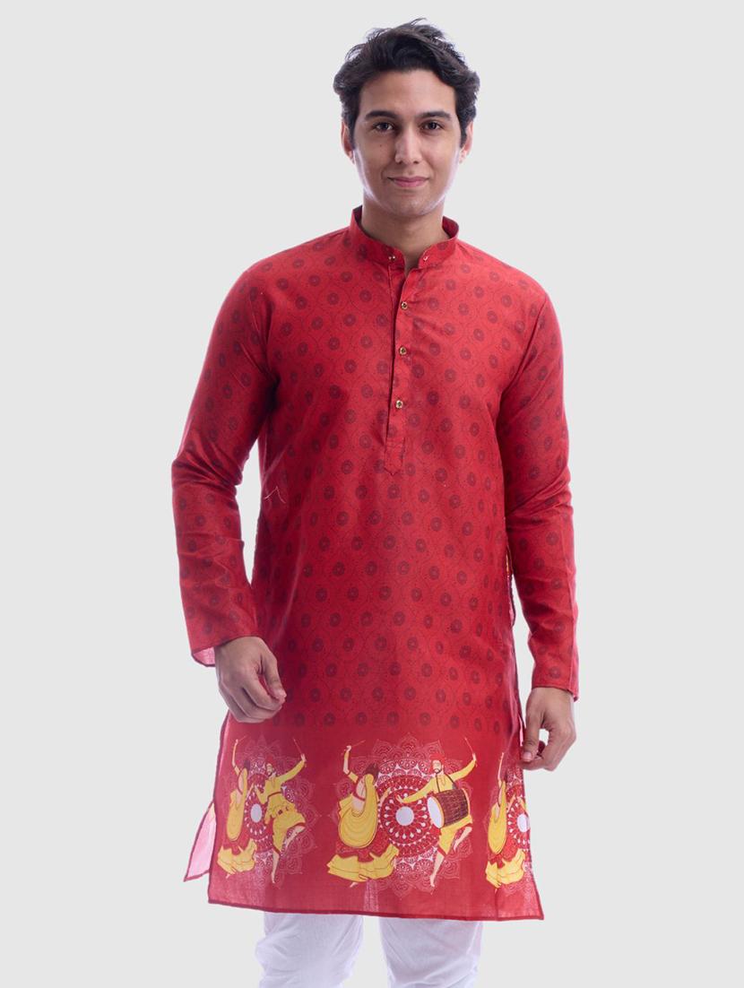 men printed long sleeve kurta and pyjama set - 22057737 - Zoom Image - 0