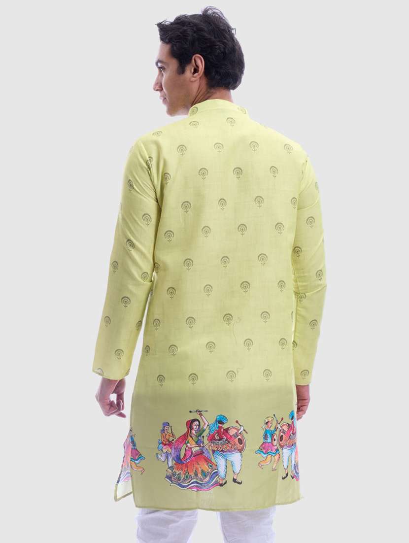 men printed mandarin neck long sleeve kurta - 22057739 - Standard Image - 3
