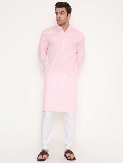 men solid long sleeve kurta and pyjama set - 22057742 - Standard Image - 0