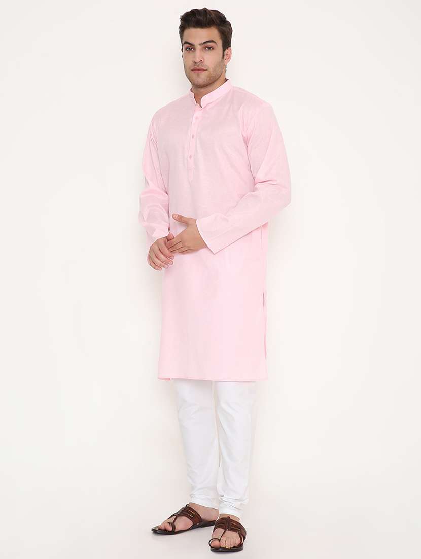 men solid long sleeve kurta and pyjama set - 22057742 - Standard Image - 3